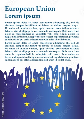 Flag of Europe, European Union. Template for award design, an official document with the flag of European Union. Bright, colorful vector illustration