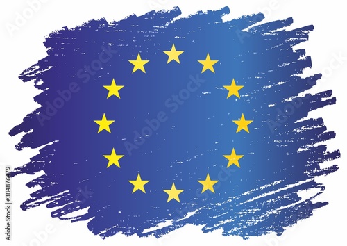 Flag of Europe, European Union. Bright, colorful vector illustration.