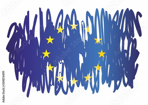 Flag of Europe, European Union. Bright, colorful vector illustration.