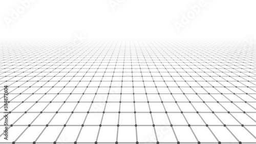 Abstract background with a perspective grid. Abstract wireframe landscape. Detailed lines on white background, flat surface . 3d rendering.