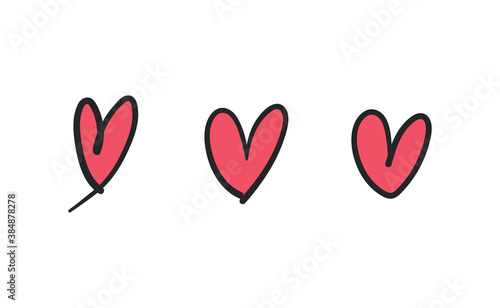 Hand drawn hearts, love icon symbols. Heart doodles. Hand drawn valentine's day design.