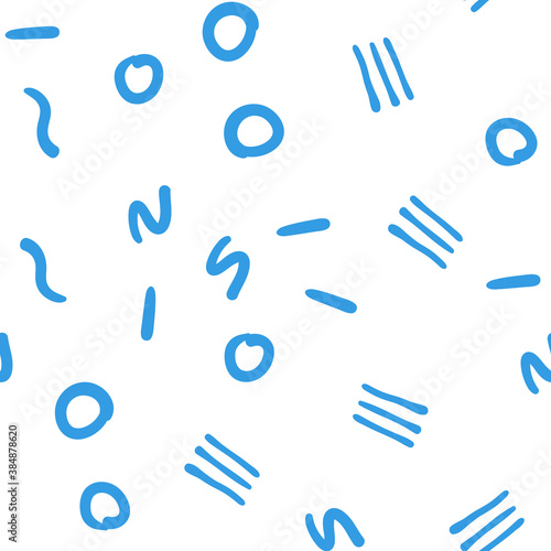 Doodle shapes random seamless pattern. Hand drawn linear objects texture background.