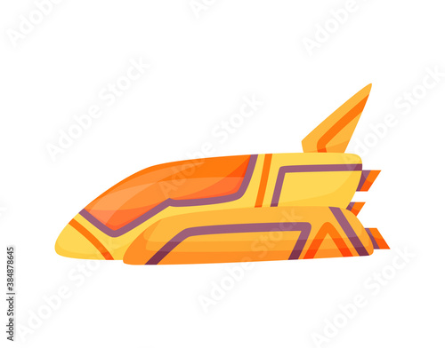 Submarine undersea. Roket design. Cute cartoon yellow submarine. Bathyscaphe underwater ship. Diving exploring at the bottom of sea. Child game illustration