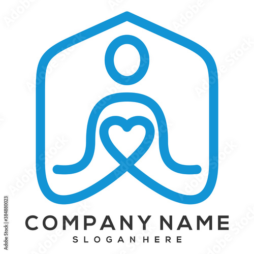 home with love yoga illustration vector