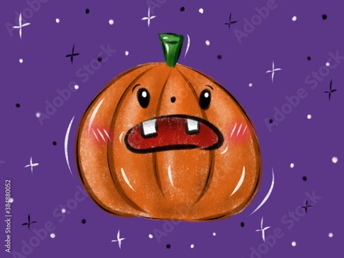 Nice pumpkin for Halloween. Violet background