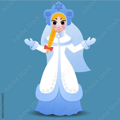 beautiful snow maiden in a kokoshnik with a veil