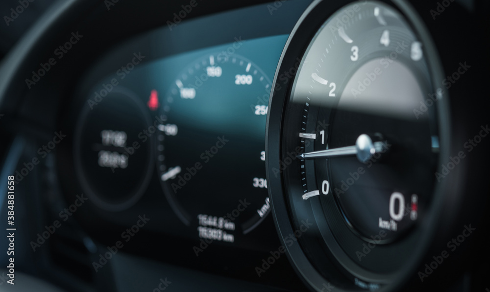 Rev Counter Tachometer Instrument in Modern Car Rev Counter Tachometer Instrument in Modern Car
