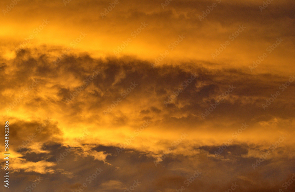 Deeply Coloured Evening Sky with Clouds