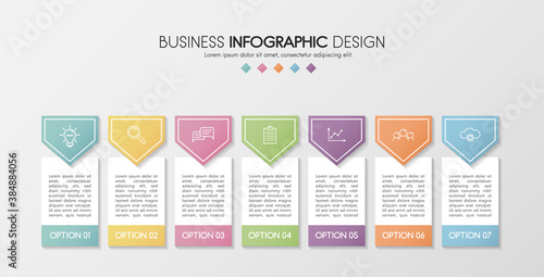Diagram with 7 steps. Colourful infograph. Vector