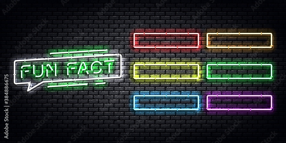 Vector realistic isolated neon sign of Fun Fact with frames logo for template decoration and layout covering on the wall background. Vector realistic isolated neon sign of Fun Fact with frames logo for template decoration and layout covering on the wall background.