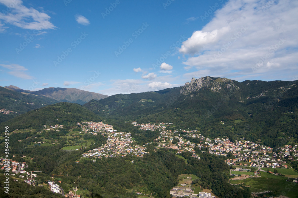 Panoramic view of some villages in the Lugano region