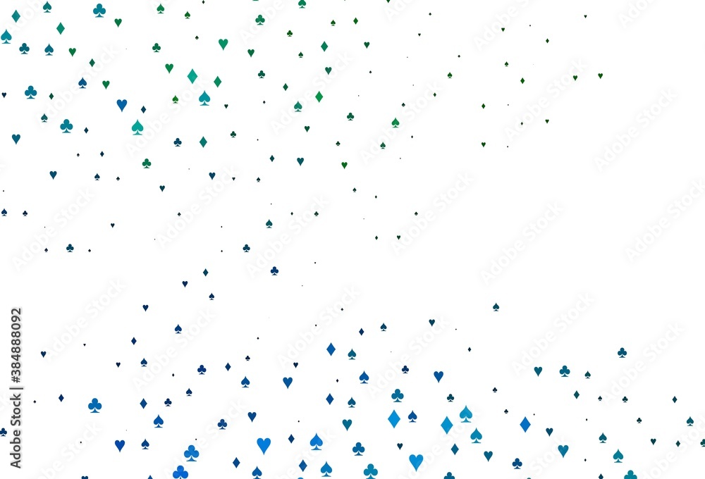 Light Blue, Green vector texture with playing cards. Light Blue, Green vector texture with playing cards.