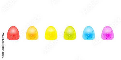 Rainbow gumdrop icon set. Clipart image isolated on white background.