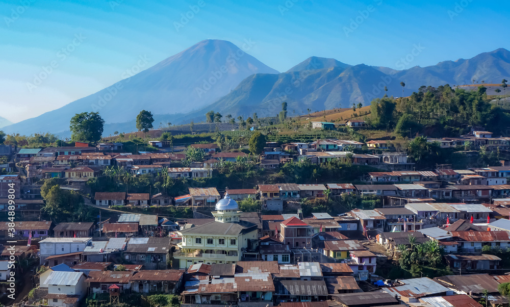 view of Campurejo village in Temanggung district, Central Java, Indonesia
