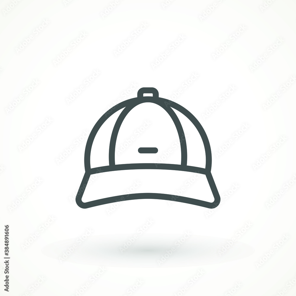 Baseball cap icon. Vector line icon isolated on white background. Base Ball Hat Design Vector Art Illustration Baseball cap icon. Vector line icon isolated on white background. Base Ball Hat Design Vector Art Illustration