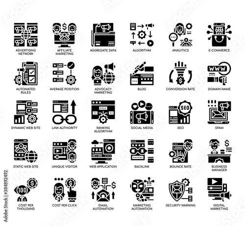 Set of online marketing thin line and pixel perfect icons for any web and app project.