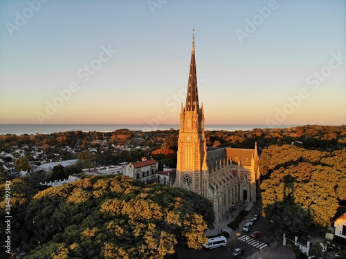 Catedral de San Isidro, en buenos aires, vista aerea desde el drone 