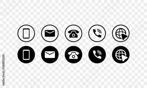 Contact icon set. Website set icon. Symbol for web site. Vector EPS 10. Isolated on transparent background