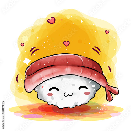 Cute Japanese sushi smile with happy face