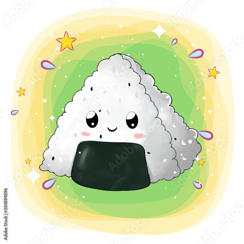 The triangle happy onigiri with her eyes