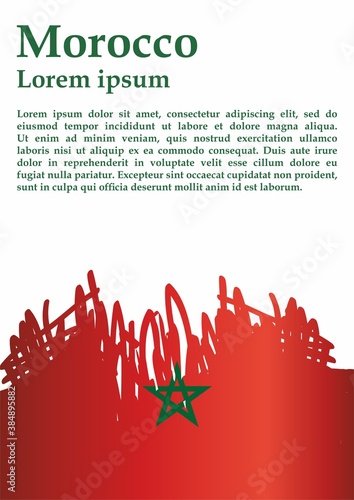 Flag of Morocco, Kingdom of Morocco. template for award design, an official document with the flag of Morocco. Bright, colorful vector illustration
