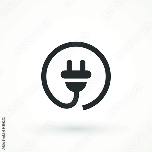 Plug-in, electrical vector icon Plug electric cable wire icon logo isolated sign symbol vector illustration