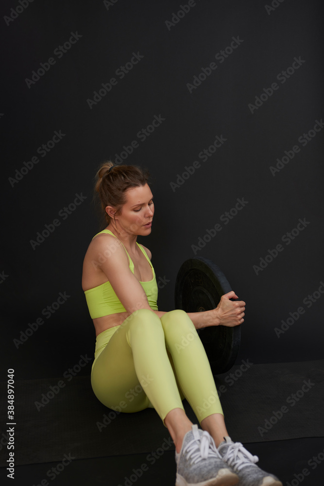 woman, young, fitness, beauty, yoga, person, black, beautiful, model, studio, body, fashion, exercise, portrait, sport, hair, white, healthy, pose, sitting, people, russian, twist, one, dark, isolated