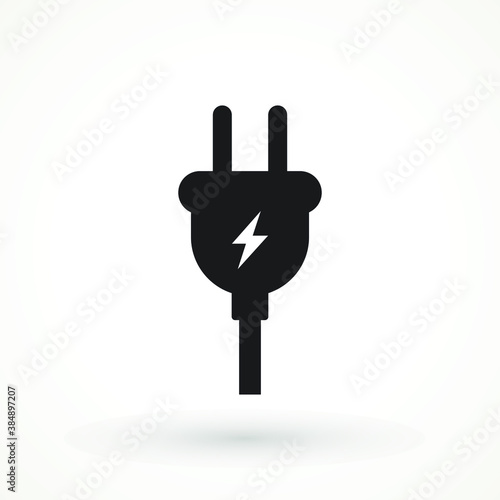 Plug-in, electrical vector icon Plug electric cable wire icon logo isolated sign symbol vector illustration
