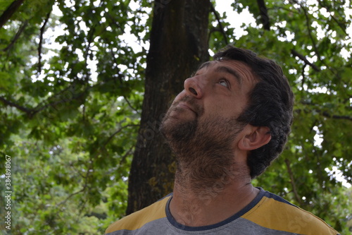 The man looking at the tree
