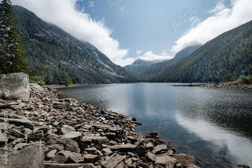 Lava Lake (Cascade Creek) Trail in Custer Gallatin National Forest, Montana. USA. Back to Nature concept. photo