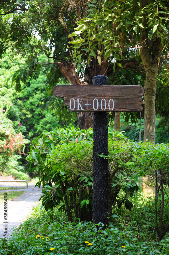 Signpost in the park.