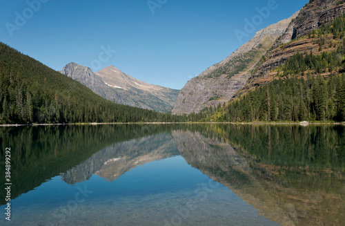 Avalanche Lake in Glacier National Park, Montana. USA. Back to Nature concept.