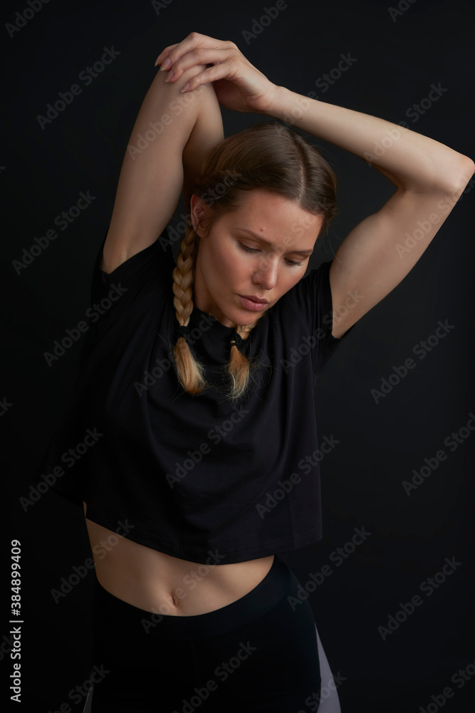 Fitness model demonstrates movement Fitness model demonstrates movement