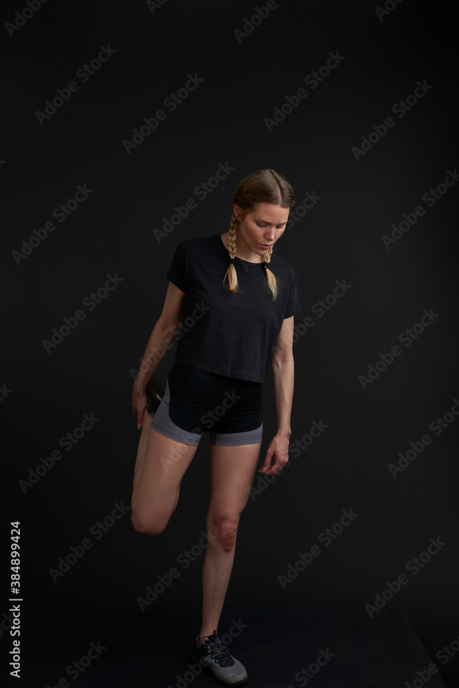 Fitness model demonstrates movement Fitness model demonstrates movement