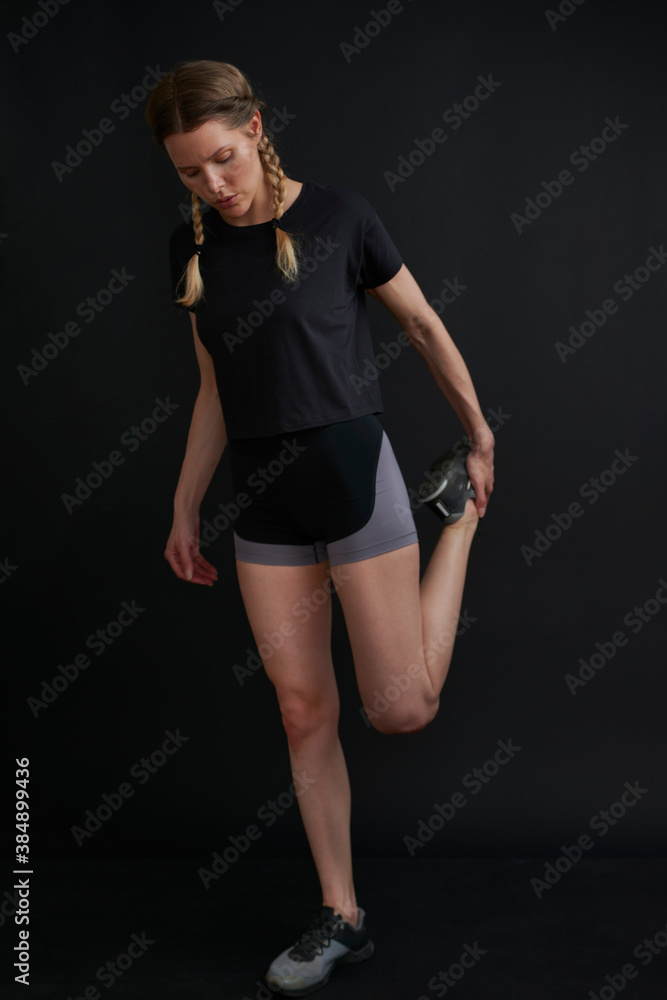 Fitness model demonstrates movement Fitness model demonstrates movement