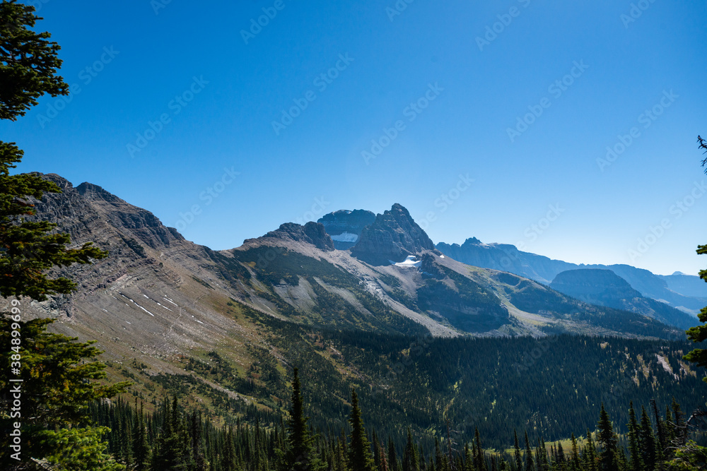 Grinnell Overlook via Granite Park Trail in Glacier National Park, wilderness area in Montana's Rocky Mountains. USA. Back to Nature concept.