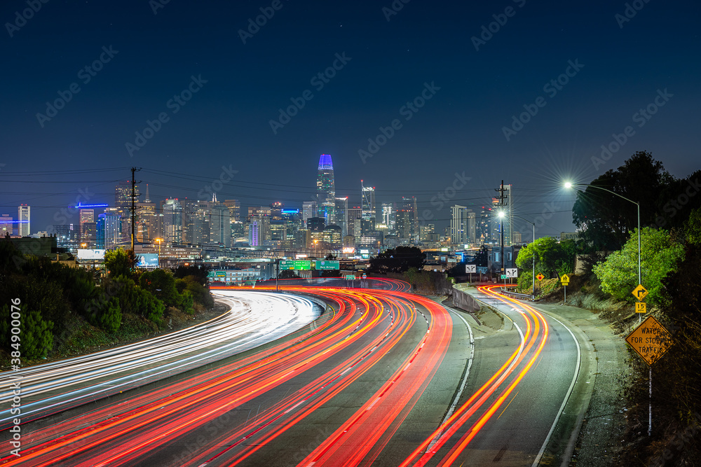 Light Trails on Highway 101 in San Francisco