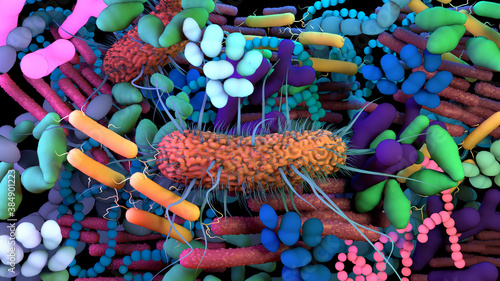 The human Microbiome, genetic material of all the microbes that live on and inside the human body. photo