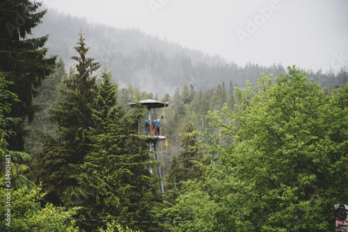 Zipline tower in Misty Alaska Tongass National Forest. © JMP Traveler
