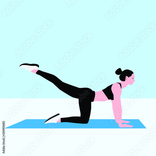 Woman practicing yoga at home