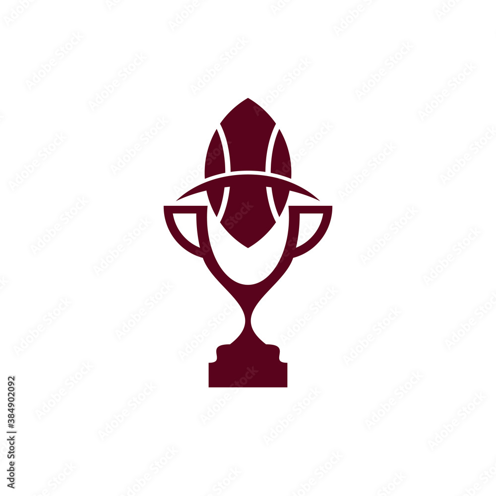 Rugby trophy logo design template Rugby trophy logo design template
