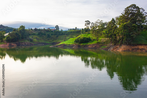 Landscape of the reservoir of Pe  ol and Guatap   located in Antioquia  Colombia 