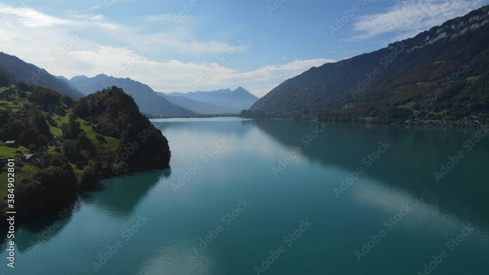 Amazing Lake Brienz in Switzerland with its blue water - aerial view Amazing Lake Brienz in Switzerland with its blue water - aerial view