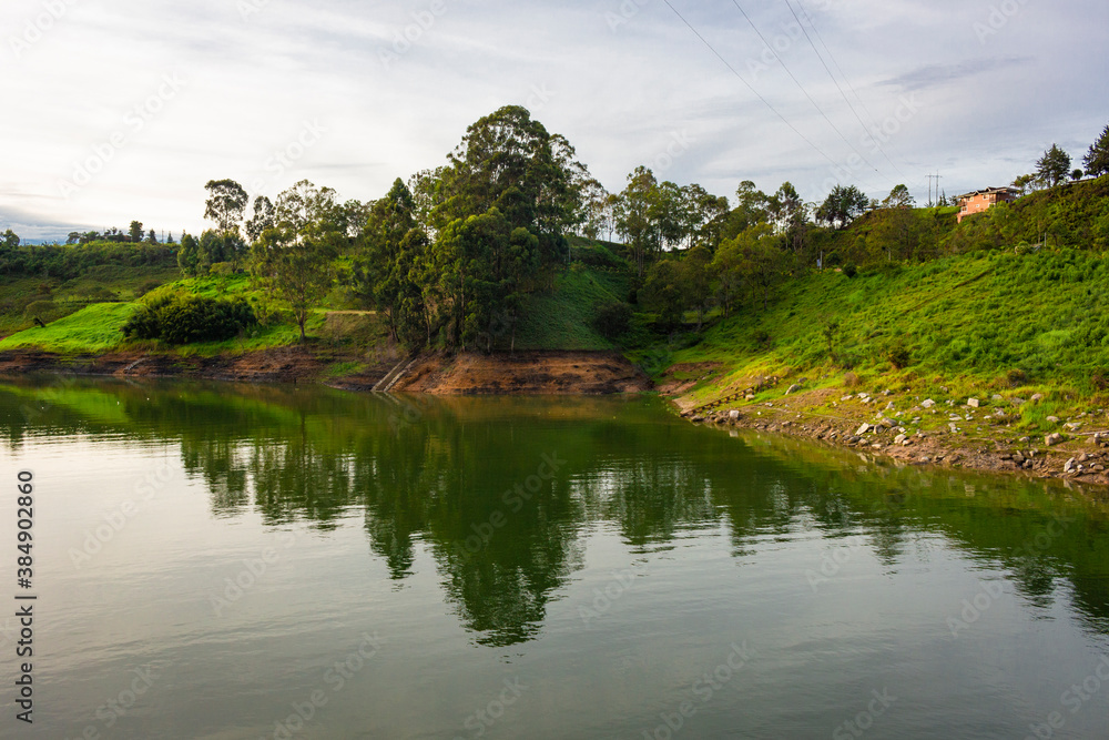 Landscape of the Guatape dam in Antioquia - Colombia