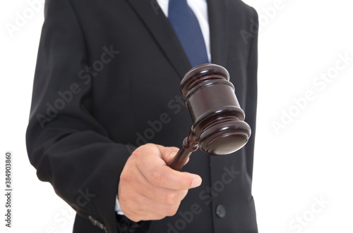 Fotografía Court worker in formal attire holding a gavel