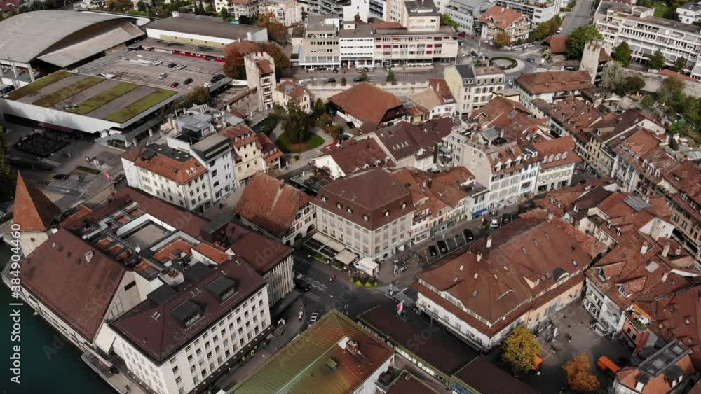 Aerial view over the city of Thun in Switzerland - amazing drone footage Aerial view over the city of Thun in Switzerland - amazing drone footage