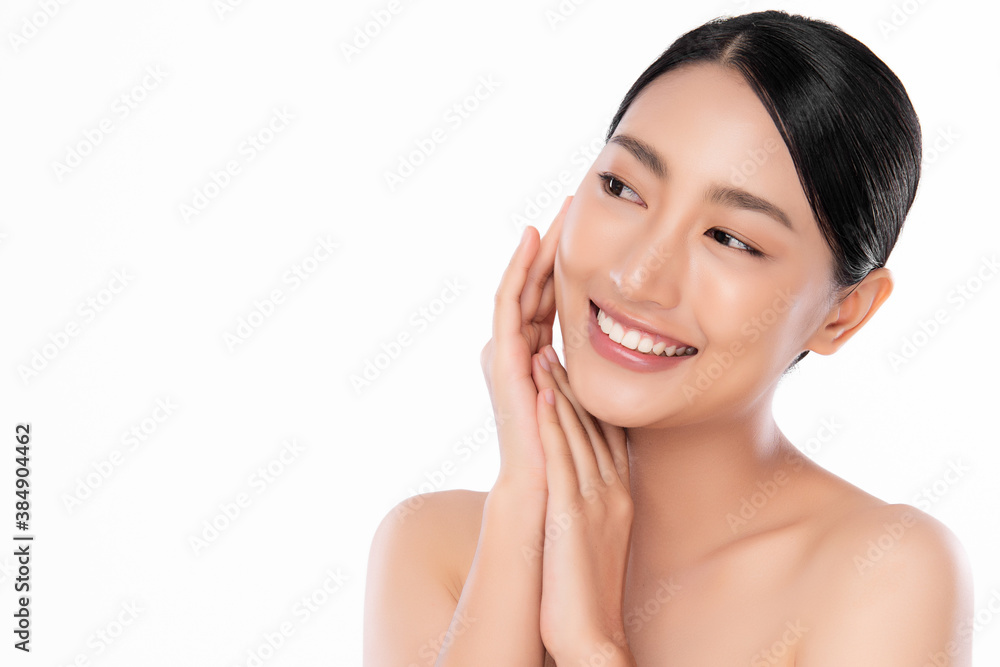 Beautiful young asian woman with clean fresh skin on white background, Face care, Facial treatment, Cosmetology, beauty and spa, Asian women portrait Beautiful young asian woman with clean fresh skin on white background, Face care, Facial treatment, Cosmetology, beauty and spa, Asian women portrait