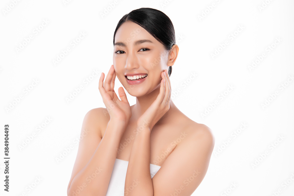 Beautiful young asian woman with clean fresh skin on white background, Face care, Facial treatment, Cosmetology, beauty and spa, Asian women portrait Beautiful young asian woman with clean fresh skin on white background, Face care, Facial treatment, Cosmetology, beauty and spa, Asian women portrait
