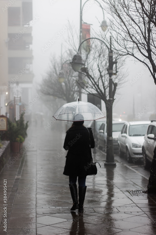 Girl Umbrella Fog