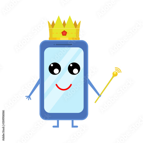 Vector illustration of the king of smartphones. Social media, networks, internet, technology design concepts